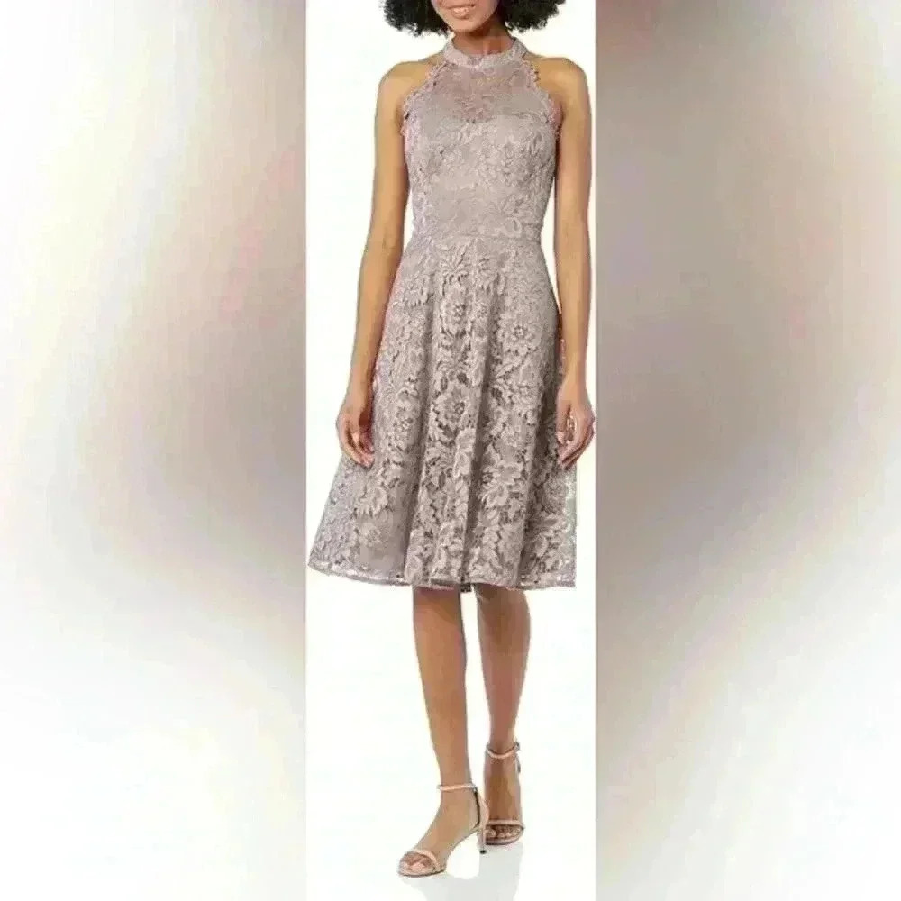 Eliza J Womens Lace Fit and Flare Dress Size 14